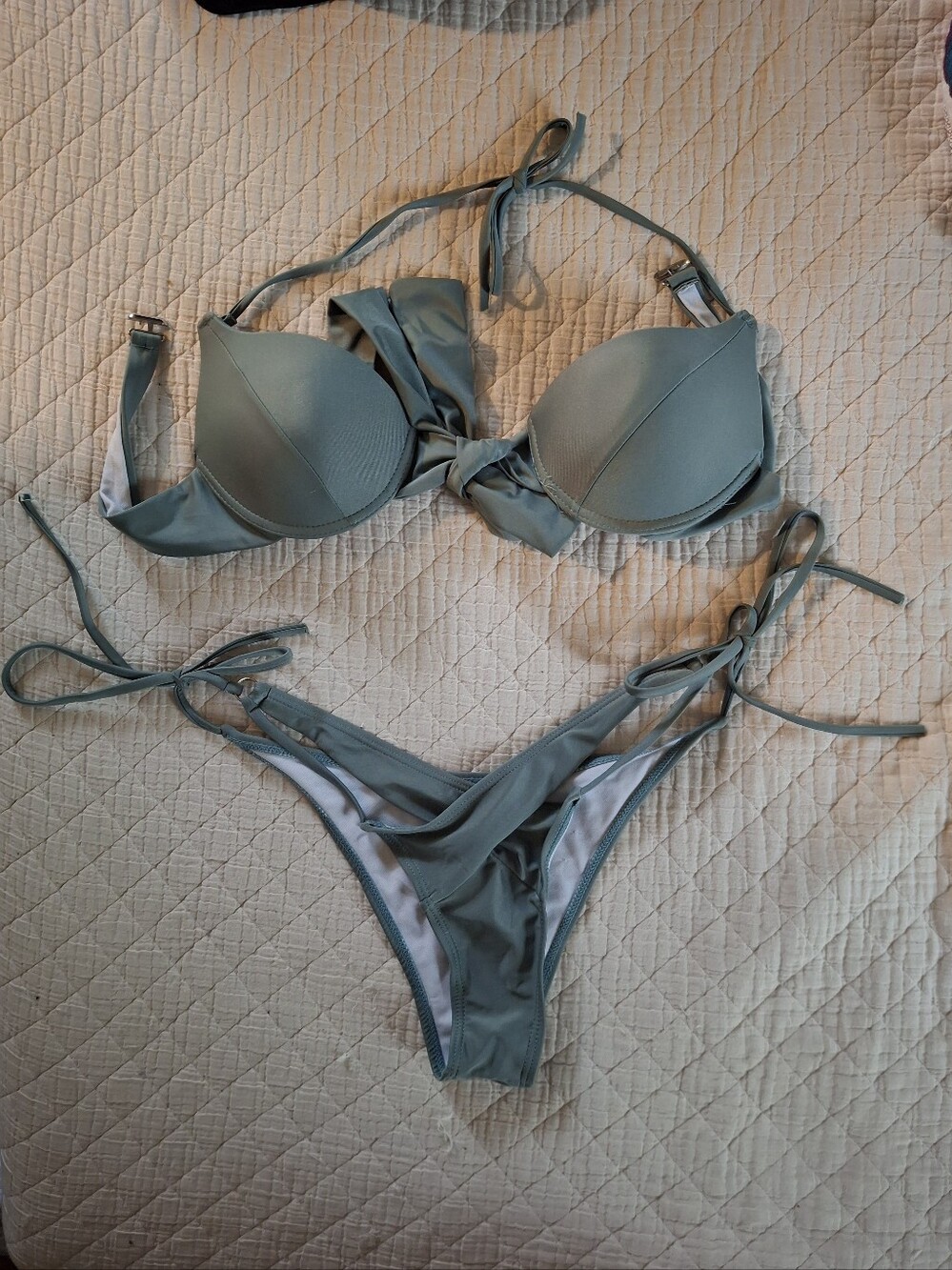 Sage Green 2 Piece Bikini Swimsuit Set Medium